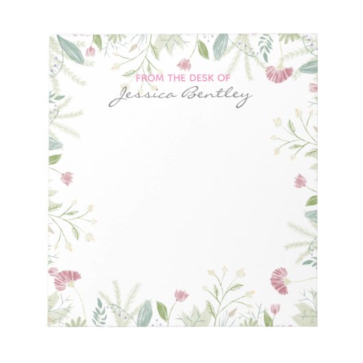 Eleganter Watercolor Botanischer Personalisierter  Notizblock (Vorderseite)