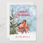Eleganter Watercolor Bullfinch Winter Bird Feiertagskarte (Vorderseite)
