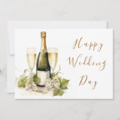 Eleganter Watercolor Champagne Happy Wedding Day Karte (Vorderseite)