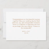 Eleganter Watercolor Champagne Happy Wedding Day Karte (Rückseite)