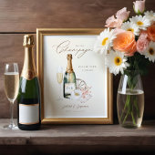 Eleganter Watercolor Champagne Western Hochzeit Poster