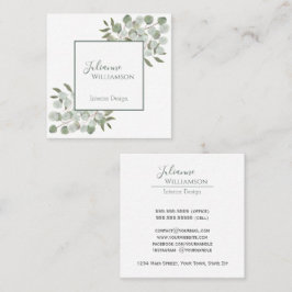 Eleganter Watercolor Eukalyptus Sage Green Square Quadratische Visitenkarte