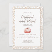 Eleganter Watercolor Fall Pumpkin-Erntedank Einladung (Vorderseite)