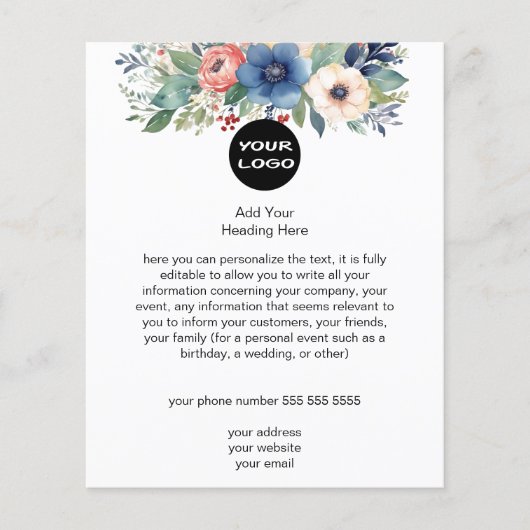 Eleganter Watercolor Floral Business Flyer (Vorne)