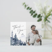 Eleganter Watercolor Foggy Forest Danke Foto Postkarte (Stehend Vorderseite)