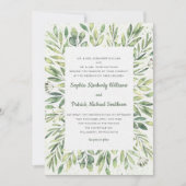 Eleganter Watercolor Foliage Spritzer Einladung (Vorderseite)