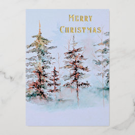 Eleganter Watercolor Forest Corporate Weihnachten Folien Feiertagskarte