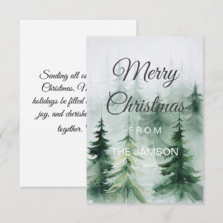 Eleganter Watercolor Forest Frohe Weihnachtskarte RSVP Karte