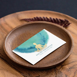 Eleganter Watercolor Gold Meditation Yoga Instruct Visitenkarte