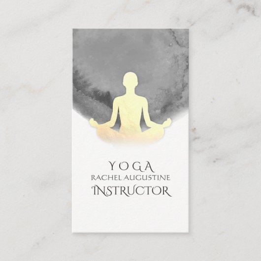 Eleganter Watercolor Gold Meditation Yoga Instruct Visitenkarte (Vorderseite)