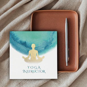Eleganter Watercolor-Gold-Meditations-Yoga-Lehrer Quadratische Visitenkarte