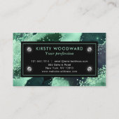 Eleganter Watercolor Green Glitzer Agate Visitenkarte (Rückseite)