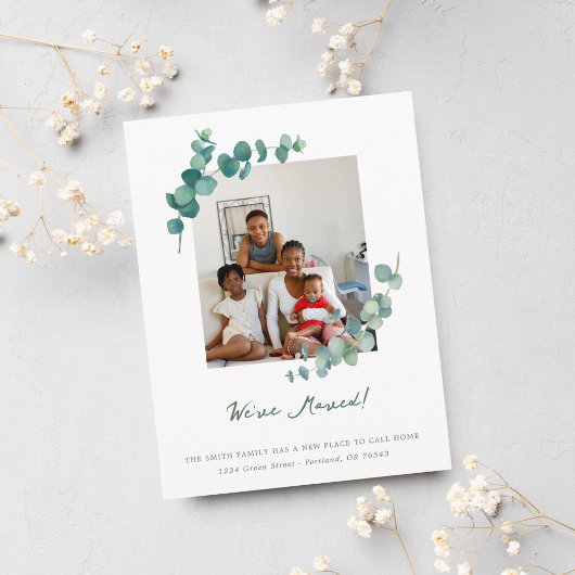 Eleganter Watercolor Grüne Adressenänderung Postkarte