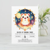 Eleganter Watercolor Hamster Geburtstag Einladung (Stehend Vorderseite)