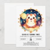 Eleganter Watercolor Hamster Geburtstag Einladung (Vorne/Hinten)