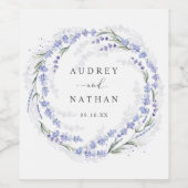 Eleganter Watercolor Lavender Lila Wreath Wedding Weinetikett (Einzelnes Label)
