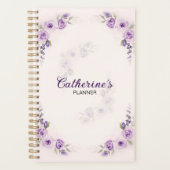 Eleganter Watercolor Lavender Rose Planer (Vorderseite)