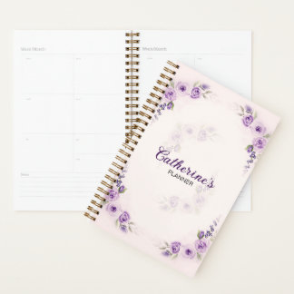 Eleganter Watercolor Lavender Rose Planer