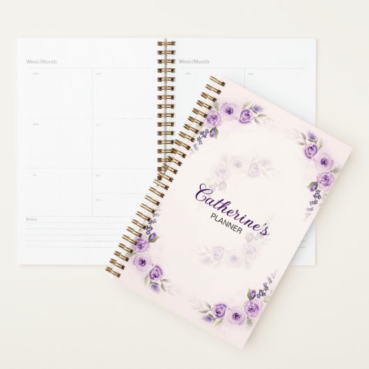 Eleganter Watercolor Lavender Rose Planer (Anzeige)