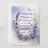 Eleganter Watercolor Lavender Wedding Rustic Einladung (Vorderseite)