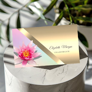 Eleganter Watercolor Lotus Blume Yoga Instructor Visitenkarte