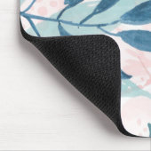 Eleganter Watercolor-Pastell verlässt Monogramm Mousepad (Ecke)