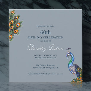 Eleganter Watercolor Peacock Geburtstag Einladung