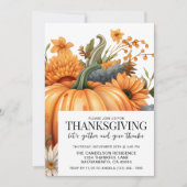 Eleganter Watercolor Pumpkin Erntedank Einladung (Vorderseite)