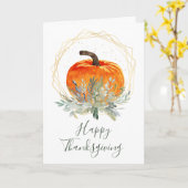 Eleganter Watercolor Pumpkin Erntedank Karte (Gelbe Blume)