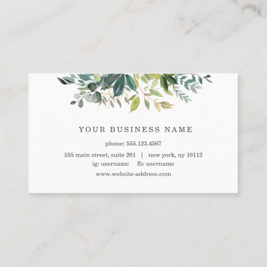 Eleganter Watercolor-Rahmen Visitenkarte (Rückseite)