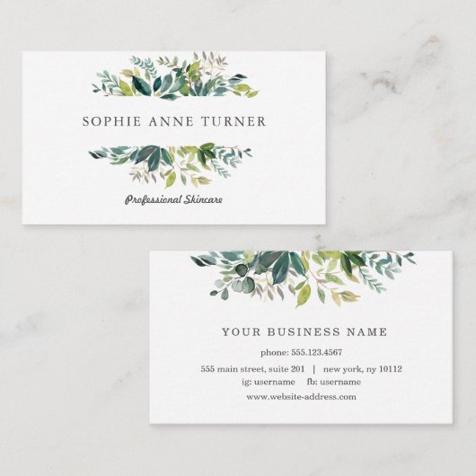 Eleganter Watercolor-Rahmen Visitenkarte (Vorne/Hinten)