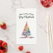 Eleganter Watercolor Rainbow Weihnachtsbaum Serviette (Beispiel)