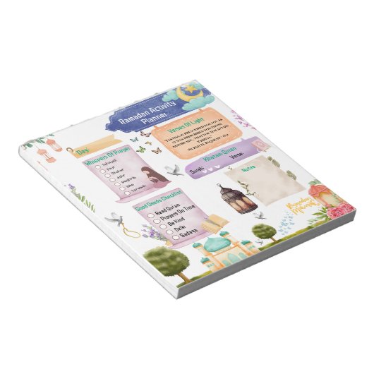 Eleganter Watercolor Ramadan Activity Planner Notizblock (angewinkelt)