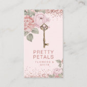 Eleganter Watercolor Rosa Botanischer Glitzer Visitenkarte (Vorderseite)