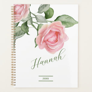 Eleganter Watercolor Rosa Roses Name Planner Planer