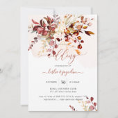 Eleganter Watercolor Rustikaler Fall Eukalyptus Einladung (Vorderseite)