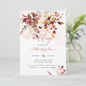 Eleganter Watercolor Rustikaler Fall Eukalyptus Einladung (Stehend Vorderseite)