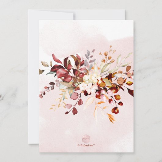 Eleganter Watercolor Rustikaler Fall Eukalyptus Einladung (Rückseite)