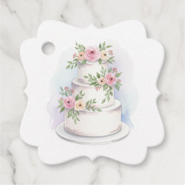 Eleganter Watercolor Style Wedding Cake Fvor Tag Geschenkanhänger