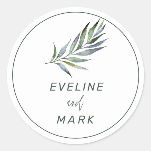 Eleganter Watercolor Wedding Classic Round Sticker (Vorderseite)
