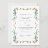 Eleganter Watercolor Wild Blume Hochzeit QR-Code Einladung (Vorderseite)