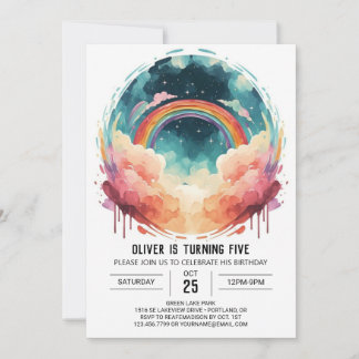 Eleganter Watercolor Wolken zum Geburtstag Einladung