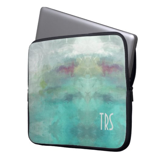 Eleganter WatercolorMonogram Computer-Schutz Laptopschutzhülle (Vorderseite Links)