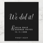 Eleganter "WE DO" Script Custom Wedding Empfang Weinetikett (Einzelnes Label)