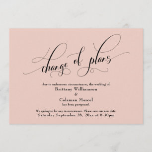 Eleganter Wechsel der Pläne Blush Hochzeitsankündi Einladung