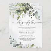 Eleganter Wechsel der Pläne Eukalyptus Wasserfarbe Einladung (Vorne/Hinten)