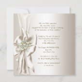 Eleganter Wedding Damask Pearl Cream White Bow Einladung (Rückseite)