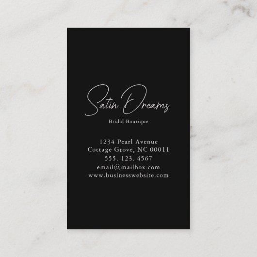 Eleganter Wedding Dress Bridal Boutique Shop Visitenkarte (Rückseite)