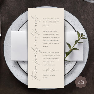 Eleganter Wedding Empfang Dankeschön Karte für Gas
