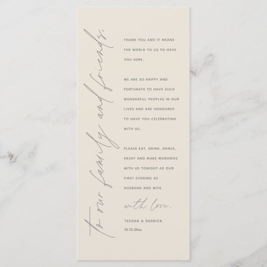 Eleganter Wedding Empfang Dankeschön Karte für Gas (Vorderseite)